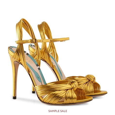 gucci gold heel sandals|Gucci denim sandal.